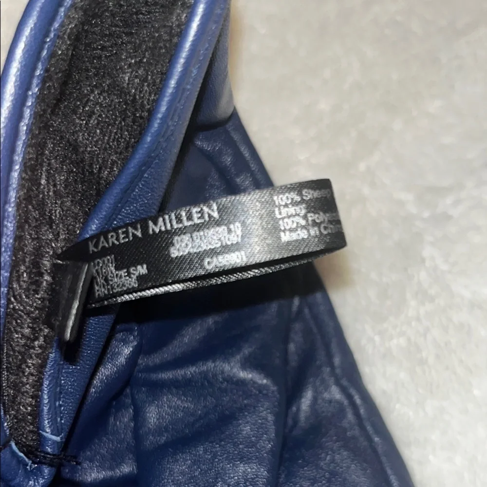 Karen Millen Navy Blue Leather Gloves